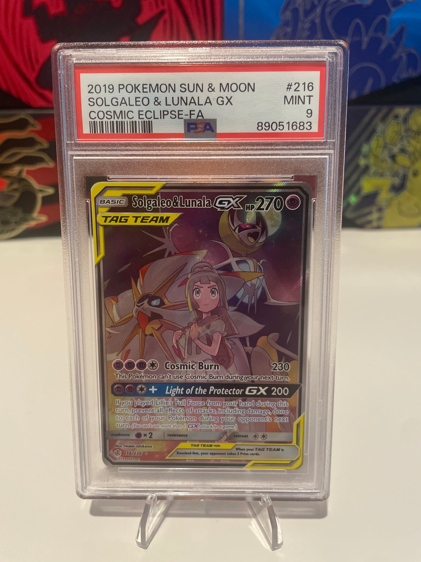 2019 Pokémon Sun & Moon Solgaleo & Lunala GX Cosmic Eclipse - FA - PSA 9