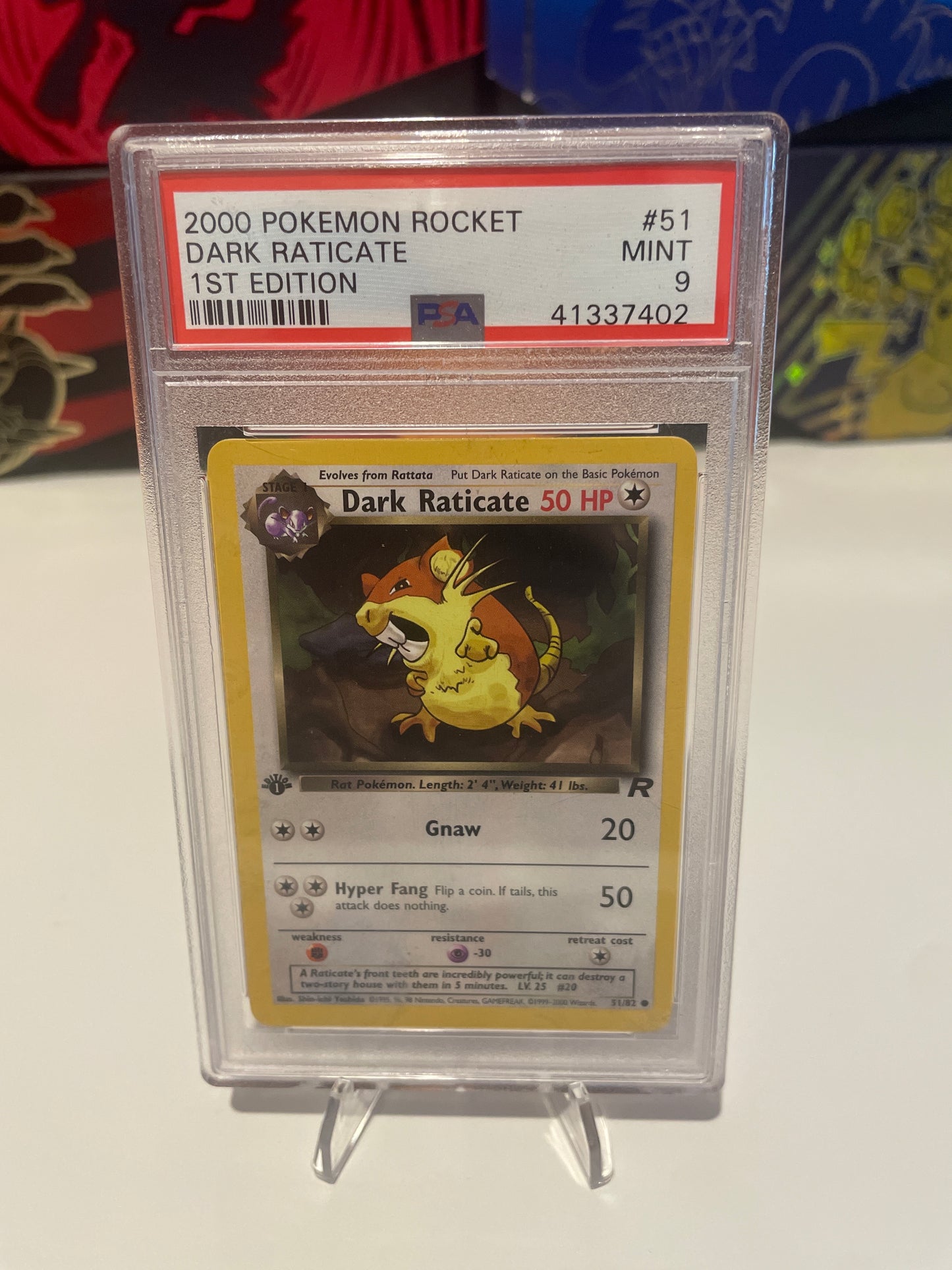 2000 Pokémon Rocket Dark Raticate 1st Edition - PSA 9